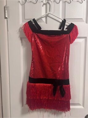 Authentic Kids Red Sequin Fringe Kids Costume Dress